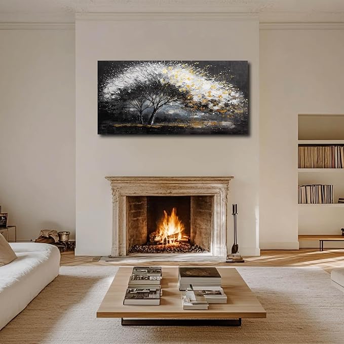 NBAODAN Plants Canvas Wall Art Grey Pictures Wall Decor for Dining Room Large Tree Art Botanical Wall Decorations for Living Room 29"x 58" Neutral Prints