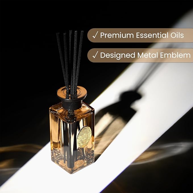 M&SENSE 6.7 oz Large Reed Diffuser Set | Cashmere Cloud Scent Oil Diffuser with Sticks | Hotel Collection Non-Toxic Essential Oil |for Bedroom Bathroom Living Room