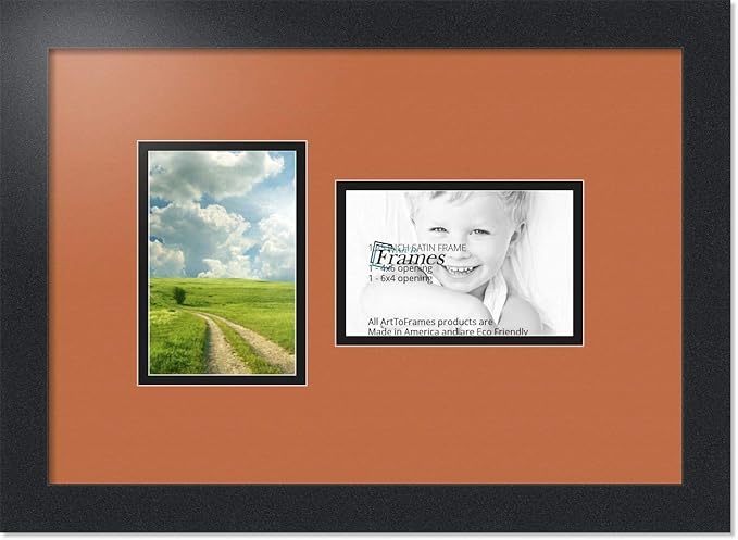 ArtToFrames Collage Photo Frame Double Mat with 2 - 4x6 Openings and Satin Black Frame