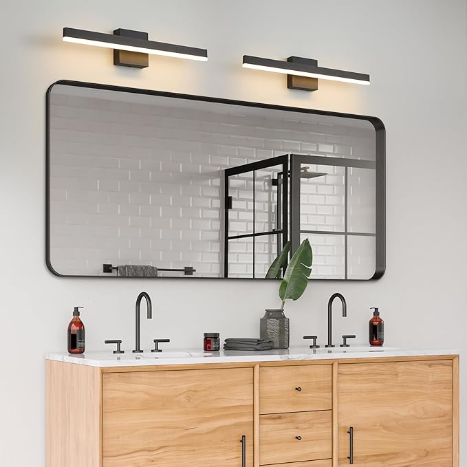Black Bathroom Vanity Light 23.6 inch, 14W Dimmable 5CCT LED Modern Bathroom Light Fixture Over Mirror - ETL Certificated