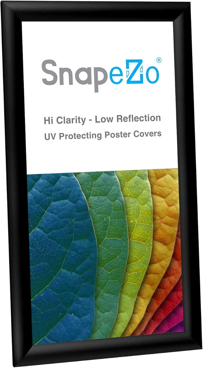 SnapeZo Poster Frame 7x14 Inches, Black 1 Inch Aluminum Profile, Front-Loading Snap Frame, Wall Mounting, Sleek Series
