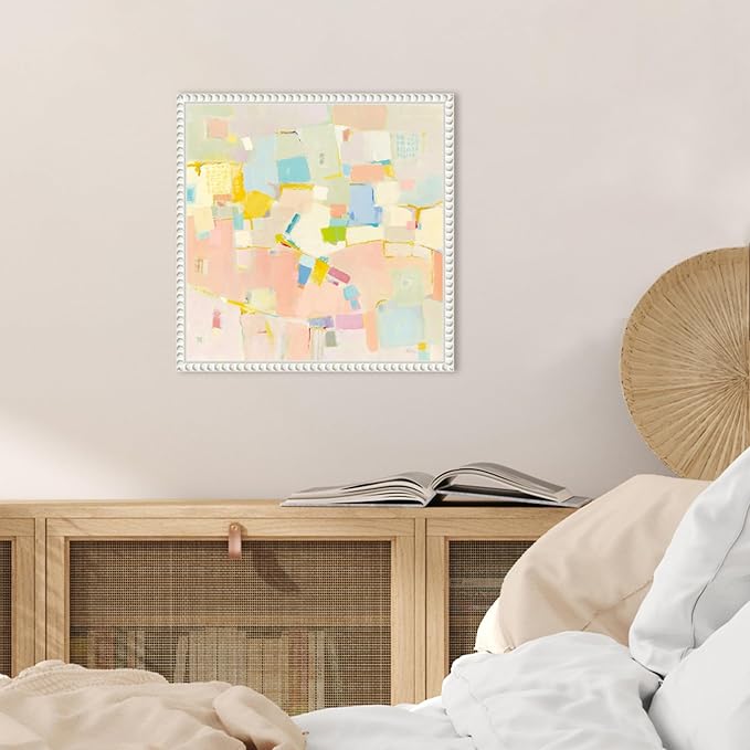 Amanti Art Framed Canvas Wall Art 16x16 Block Party by Phyllis Adams, Framed Wall Art Canvas, Abstract Artwork, Traditional Decor, Small Poster Painting for Living Room, Bedroom, Bathroom, Kitchen,