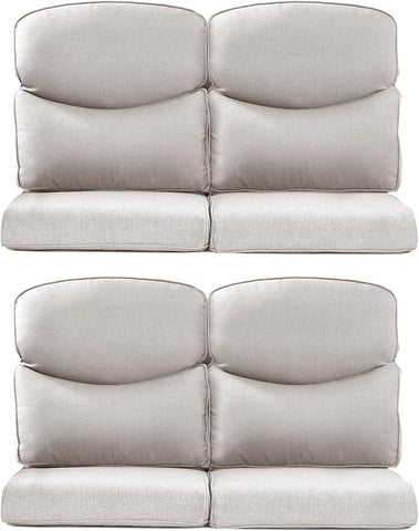 Patio Chair Cushions 4 Packs - Outside High Back Thick Water-Resistant Cushion 22x24 with Zipper Cover for Outdoor Glider Rocking Chairs Loveseat Couch – Beige/Crescent