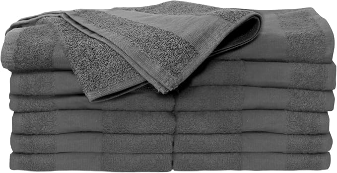 ForPro Premium Bleach Tough Salon Towels, Cool Grey, 100% Cotton, Bleach-Proof Towels, Stain Resistant, 16” W x 27” L, 12-Count