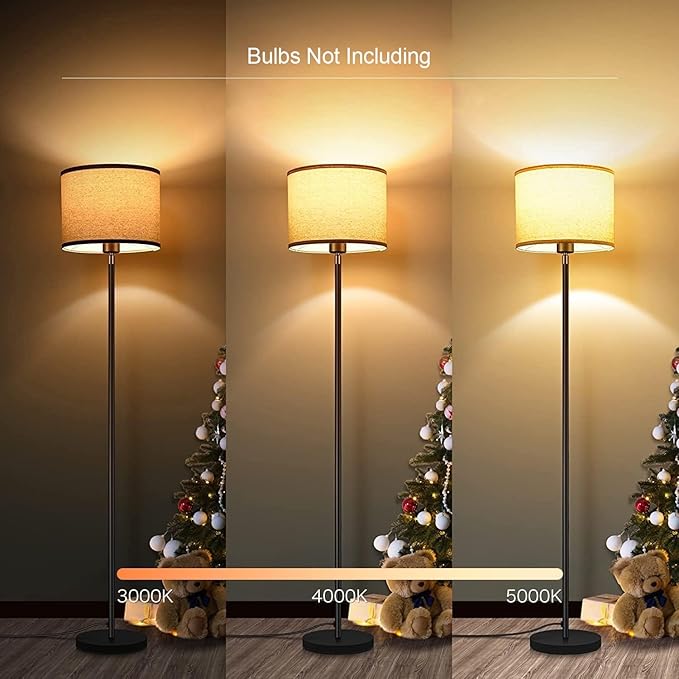 Modern Floor Lamps for Living Room Bedroom, Small Standing Lamp with Lampshade, Simple 58" Tall Lamp, Foot Pedal Switch, Black Floor Lamp for Office/Classroom/Kids Room (Bulbs Not Including)