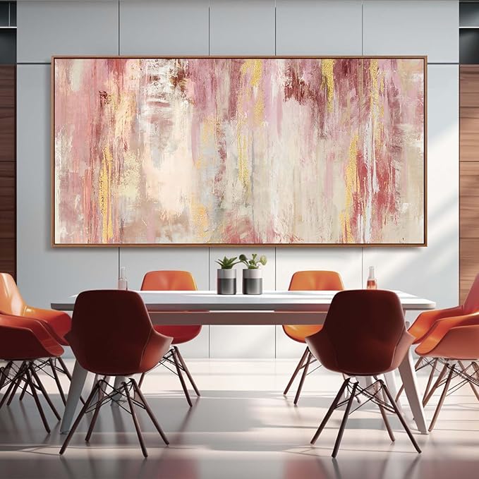 SOUGUAN Pink Wall Decor Contemporary Canvas Wall Art Abstract Wall Artwork 36"x70" Decorative Pictures for Dining Room Area Office Art