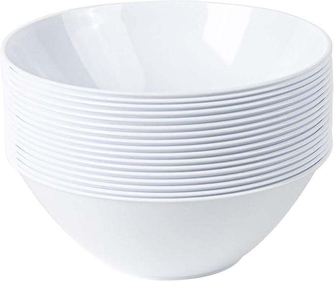 PLASTICPRO [6 OZ 50 Count] White Plastic Organic Party Dessert bowls Premium heavyweight Elegant Disposable Tableware Dishes