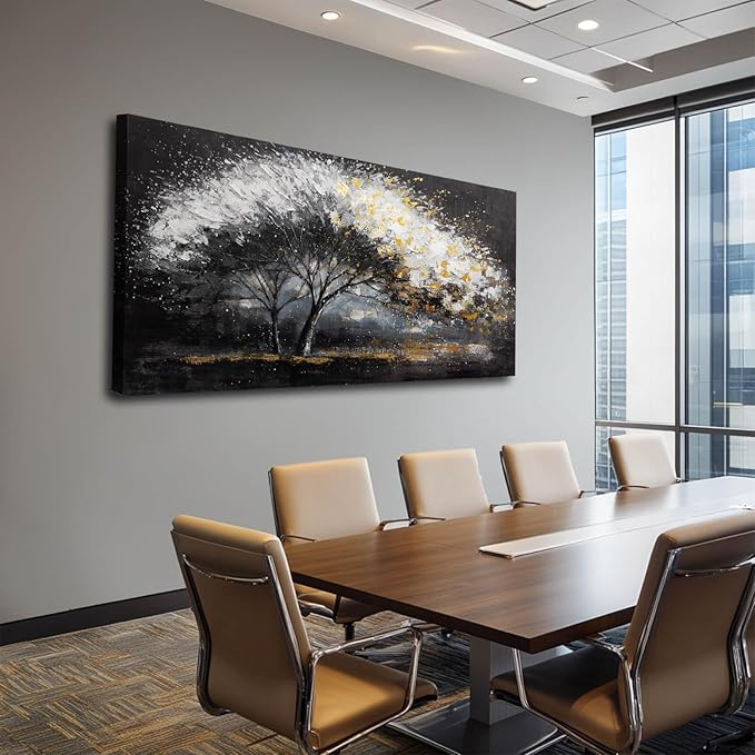 NBAODAN Plants Canvas Wall Art Grey Pictures Wall Decor for Dining Room Large Tree Art Botanical Wall Decorations for Living Room 29"x 58" Neutral Prints