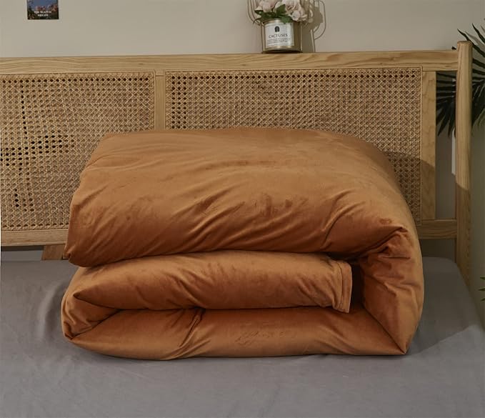 Pureant Pumpkin Comforter Set Full Burnt Orange Velvet Bedding Comforters Women Girls Solid Terracotta Aesthetic Flannel Quilts Soft Warm Light Caramel Plush Blanket Sherpa Luxury Shaggy Cinnamon Bed