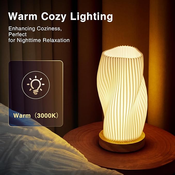 Table Lamp Bedside Lamps for Bedroom, Small Night Stands Desk Lamp, Mood Warm Cozy Lighting, Vintage Boho Cool Mid Century Modern Lamp, Aesthetic Accents Home Room Decor (Warm-A, Medium)