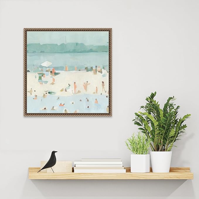 Amanti Art Framed Canvas Wall Art 16x16 Sea Glass Sandbar I by Emma Scarvey, Framed Wall Art Canvas, Abstract Artwork, Traditional Decor, Small Poster Painting for Living Room, Bedroom, Bathroom,