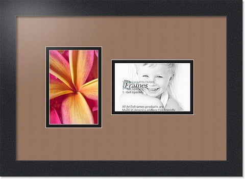ArtToFrames Collage Photo Frame Double Mat with 2 - 4x6 Openings and Satin Black Frame