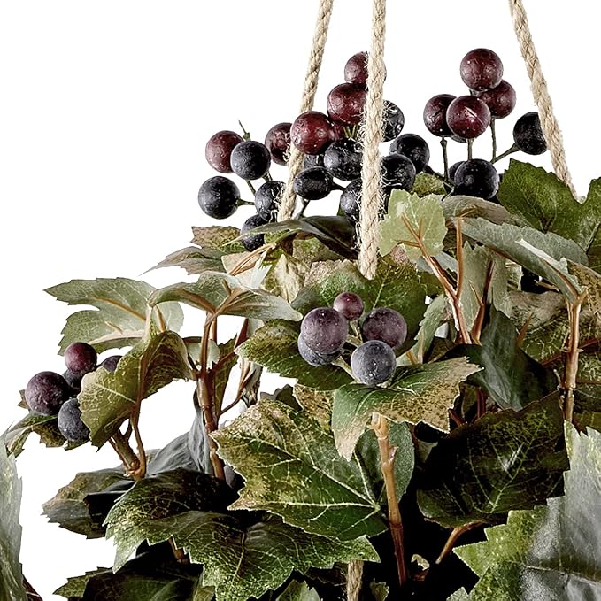 Nearly Natural Grape Leaf Hanging Basket Silk Plant, Green