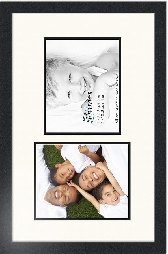 ArtToFrames Collage Photo Frame Double Mat with 2 - 8x10 Openings and Satin Black Frame