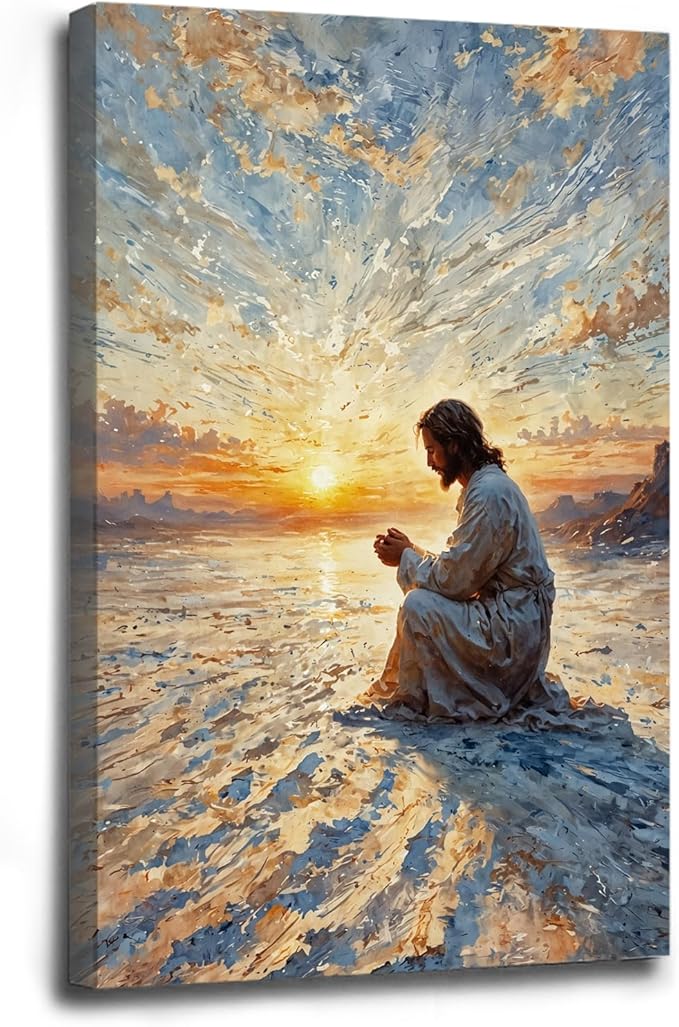 Christian Wall Art Print, Religious Scripture Biblical Decor, Faith-Based Inspirational Landscape with Cross, Digital Printed Canvas Poster for Church, Home Chapel, Prayer Room Decor