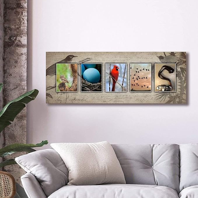 Personal-Prints BIRD WATCHING or Birdwatching Personalized Name Art Décor Gift | Customized Name Art Present for a Birdwatcher (6"x18" Stretched Canvas)