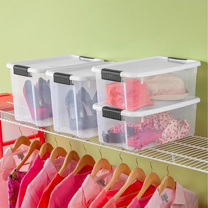 Sterilite 30 Quart (6 Pack) & 18 Quart (6 Pack) Clear Plastic Stackable Storage Container Bin Box Tote with White Latching Lid Organizing Solution