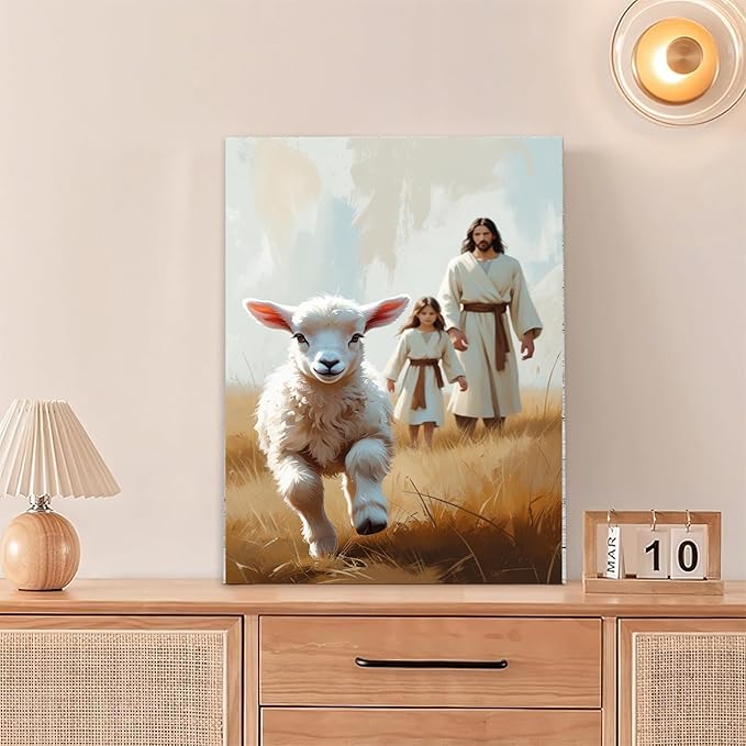 Christian Wall Art Print, Religious Scripture Biblical Decor, Faith-Based Inspirational Landscape with Cross, Digital Printed Canvas Poster for Church, Home Chapel, Prayer Room Decor