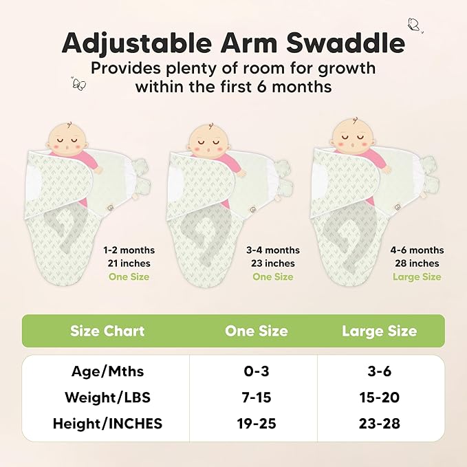 KeaBabies 3-Pack Swaddles for Newborns, Girls, Boys with Hats - Organic Soft Baby Sleep Sacks, Breathable Baby Swaddle 3-6 Months Beanies Set, Premie Infant Sleep Sack 0-3 Months (Leafy)