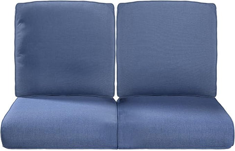 22x25/22x24 Outdoor Seat Cushions Set of 2 - Comfortable High Back Water-Resistant Patio Wicker Chairs Cushion for Dining Rocker Glider Loveseat Couch Sectional Sofa - Navy Blue/Classic