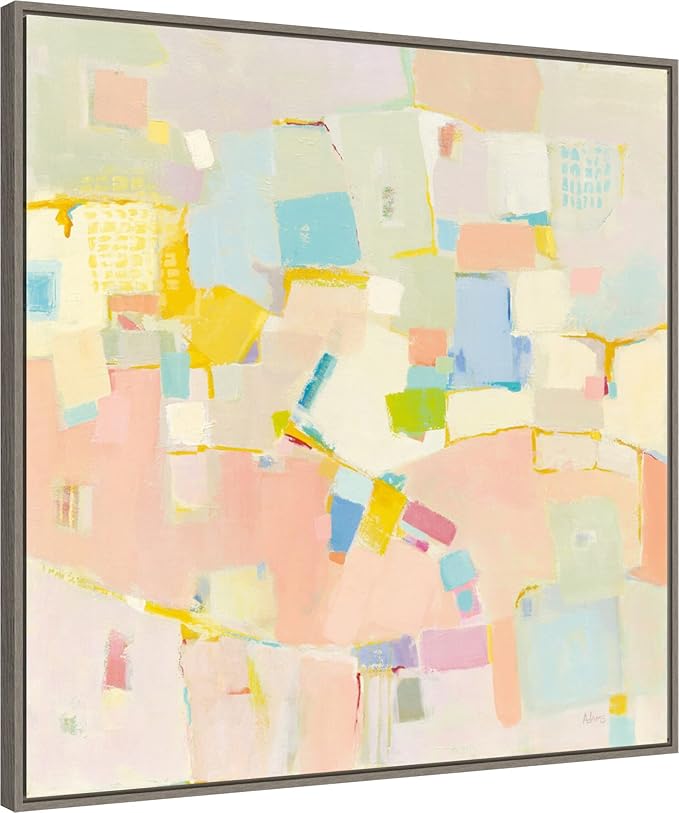 Amanti Art Framed Canvas Wall Art 30x30 Block Party by Phyllis Adams, Framed Wall Art Canvas, Abstract Artwork, Country Rustic Decor, Large Poster Painting for Living Room, Bedroom, Bathroom, Kitchen