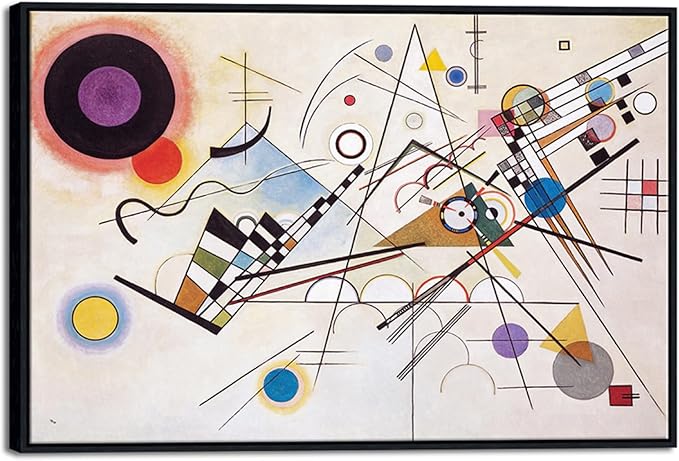 Wieco Art Large Framed Canvas Wall Art Wassily Kandinsky Composition VIII Picture Print of Famous Paintings Abstract Canvas Prints for Living Room Home Decor Wall Decorations