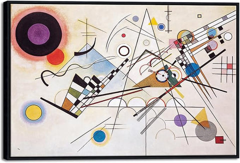 Wieco Art Large Framed Canvas Wall Art Wassily Kandinsky Composition VIII Picture Print of Famous Paintings Abstract Canvas Prints for Living Room Home Decor Wall Decorations
