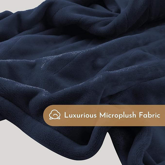 Electric Heated Blanket Microplush Cover Blanket, Full Size 72"x84" with 5 Heat Settings & 10 Hours Auto Off, Cozy & Warm for All Night, Machine Washable, Dark Blue