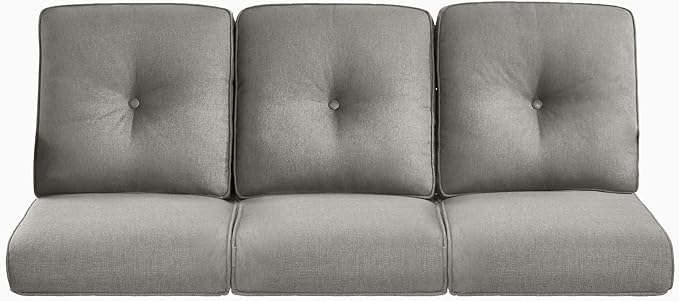 22x25/22x24 Outdoor Cushions for Patio Couch Chairs Set of 3 - High Back Comfy Outside Seat Cushions for Lawn Wicker Dining Rocker Glider Loveseat 3-Seater Sectional Sofa - Grey/Button