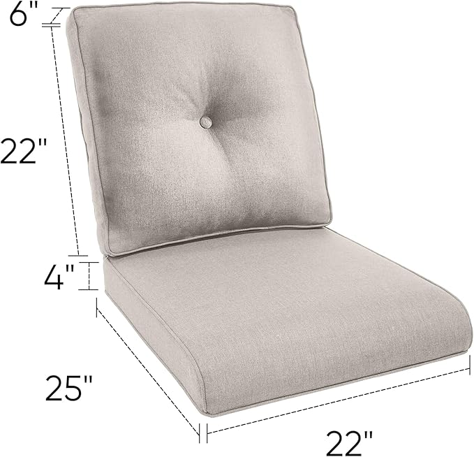 22x25/22x24 Outdoor Cushions for Patio Couch Chairs Set of 3 - High Back Comfy Outside Seat Cushions for Lawn Wicker Dining Rocker Glider Loveseat 3-Seater Sectional Sofa - Beige/Button