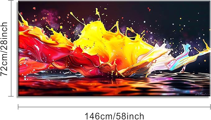 Abstract Splashing of Colorful Paint Wall Art Decor Artwork for Living Room (30x60 Inches)