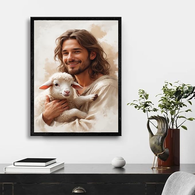 Christian Wall Art Print, Religious Scripture Biblical Decor, Faith-Based Inspirational Landscape with Cross, Digital Printed Canvas Poster for Church, Home Chapel, Prayer Room Decor