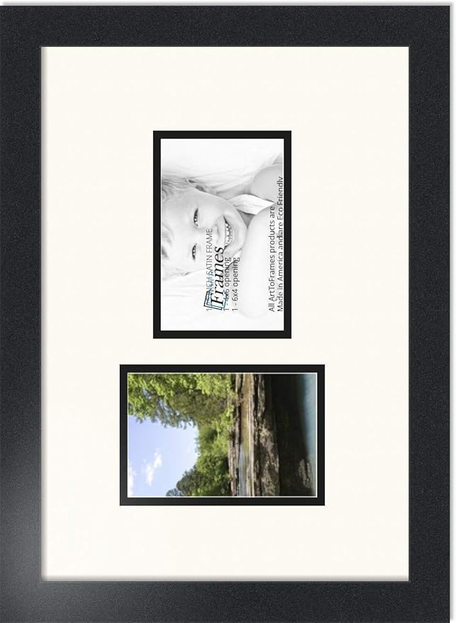 Art to Frames Double-Multimat-102-824/89-FRBW26079 Collage Photo Frame Double Mat with 2 - 4x6 Openings and Satin Black Frame