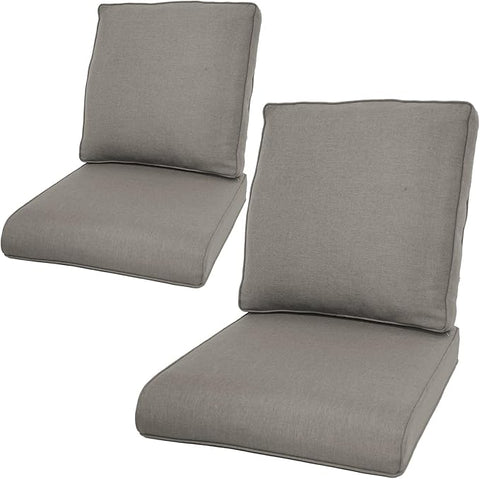 Patio Cushions for Outdoor Furniture - 22×24 Inches High Back and Deep Seating Outdoor Cushion for Patio Chairs Sofa Couch Loveseat Water Resistant(Grey/2 Set/No Button)
