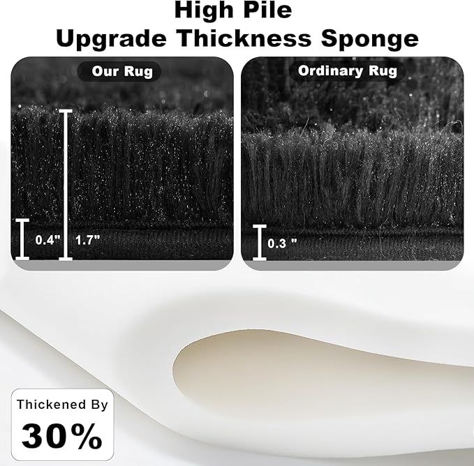 Area Rugs for Bedroom Living Room, 4x6 Soft Large Fluffy Fuzzy Shag Plush Furry Carpet, Soft Indoor Floor Mat for Kids Nursery Home Dorm Office Decor Aesthetic, Black