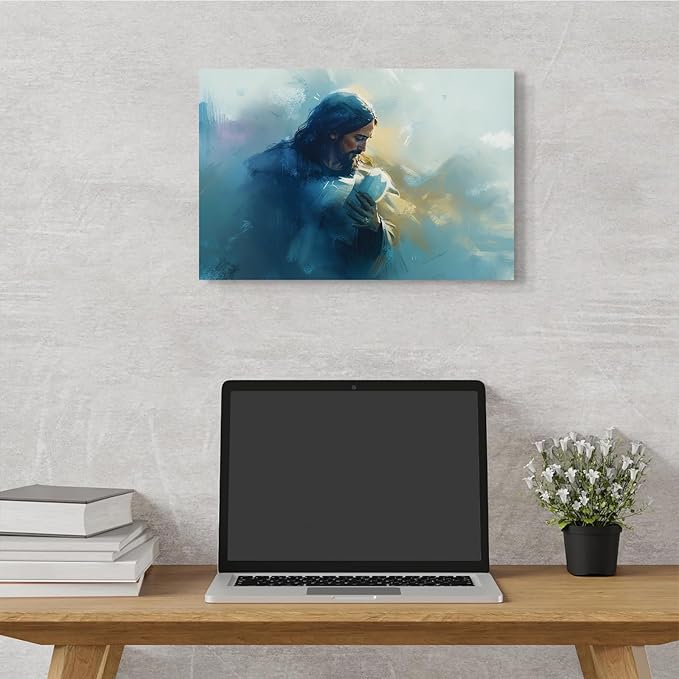 Christian Wall Art Print, Religious Scripture Biblical Decor, Faith-Based Inspirational Landscape with Cross, Digital Printed Canvas Poster for Church, Home Chapel, Prayer Room Decor