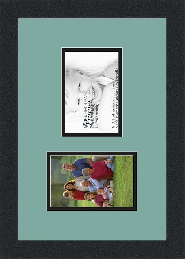 ArtToFrames Collage Photo Frame Double Mat with 2 - 4x6 Openings and Satin Black Frame
