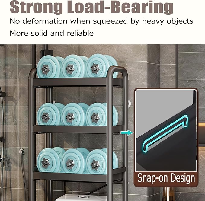 Over-The-Toilet-Storage, 3 Tier Over Toilet Bathroom Organizer Overhead Toilet Storage Organizer Shelf Freestanding Space-Saving Toilet Rack for Room Storage Organizer.