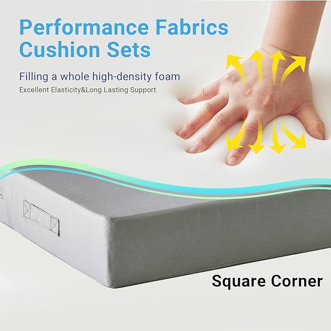 Outdoor Cushions for Patio Furniture,Outdoor Seat Cushion Set 24 x 24 x 5.75 Inch,Waterproof & Fade Resistant Outdoor Chair Cushions,Deep Patio Chair Cushion with Removable Cover,Light Grey