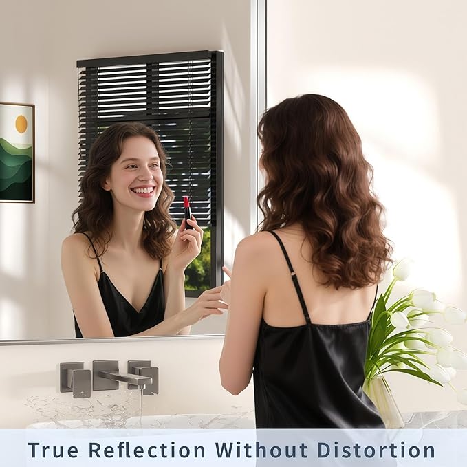 30×36 Silver Bathroom Vanity Mirror - Rectangle Mirror for Over Sink with Tempered Glass & Rounded Corners for Entryway, Restroom, Bedroom Horizontal/Vertical Wall-Mounted, Farmhouse Modern