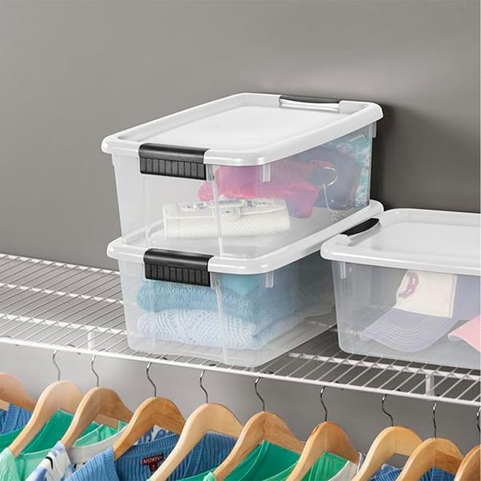 Sterilite 30 Quart (6 Pack) & 18 Quart (6 Pack) Clear Plastic Stackable Storage Container Bin Box Tote with White Latching Lid Organizing Solution