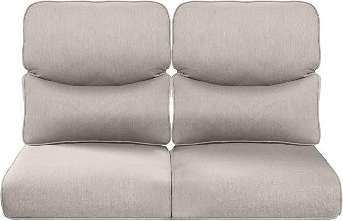 22x25/22x24 Outdoor Seat Cushions Set of 2 - Comfortable High Back Water-Resistant Patio Wicker Chairs Cushion for Rattan Dining Rocker Glider Loveseat Couch Sectional Sofa - Beige/Smile
