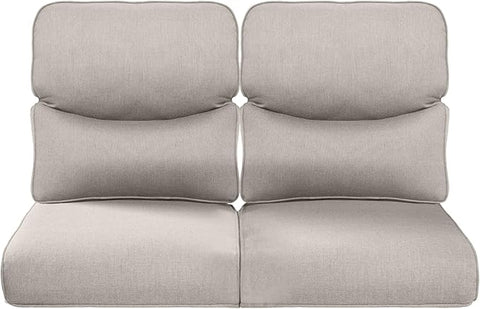 22x25/22x24 Outdoor Seat Cushions Set of 2 - Comfortable High Back Water-Resistant Patio Wicker Chairs Cushion for Rattan Dining Rocker Glider Loveseat Couch Sectional Sofa - Beige/Smile