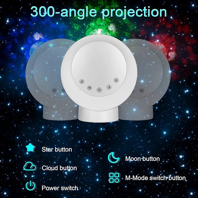 LitEnergy LED Sky Projector Light, Galaxy Lighting, Nebula Star Night Lamp with Base and Remote Control for Gaming Room, Home Theater, Bedroom , or Mood Ambiance (White)