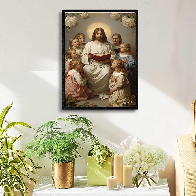Christian Wall Art Print, Religious Scripture Biblical Decor, Faith-Based Inspirational Landscape with Cross, Digital Printed Canvas Poster for Church, Home Chapel, Prayer Room Decor