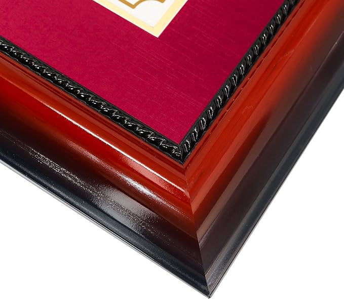 11x14 Diploma Degree Frame with Red Mat or Display 15x18 Certificates without Mat,Solid Wood,Cherry Finish with Intricate Black Rope Detail,UV Protection Acrylic