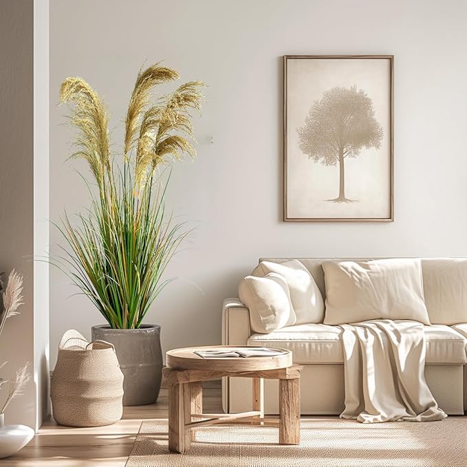 Alonfala - 57" (2-Pack) Artificial Pampas Grass in Stylish Planters: Elevate Every Corner with Tranquil Ambiance. Perfect for Indoor Decor, Housewarming, and New Home Celebration.