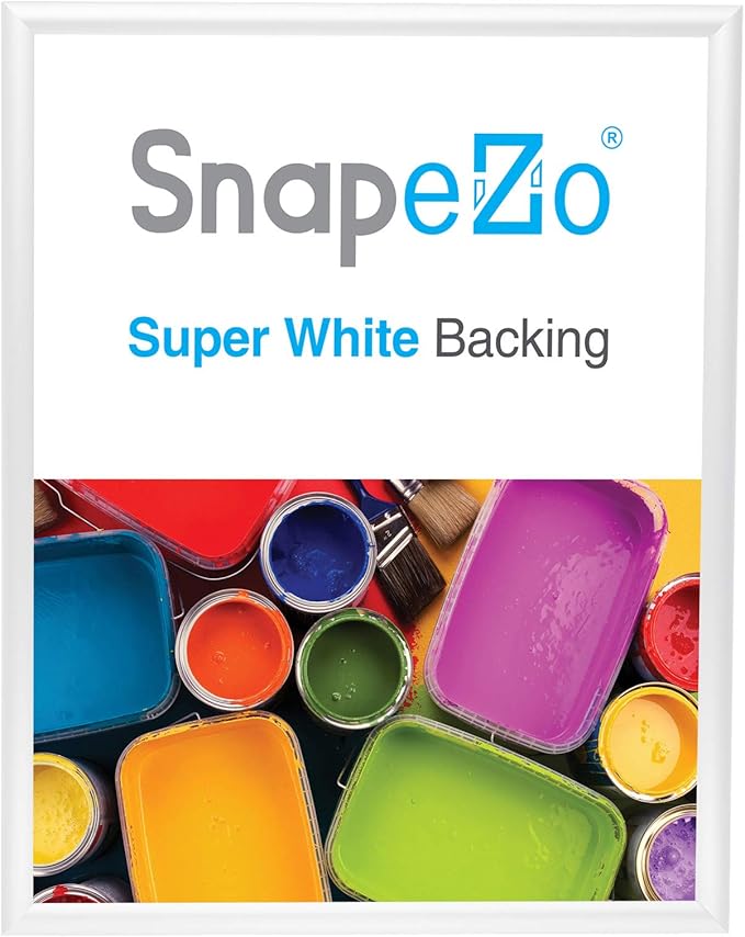SnapeZo Photo Frame 16x20 Inches, White 1 Inch Aluminum Profile, Front-Loading Snap Frame, Wall Mounting, Sleek Series