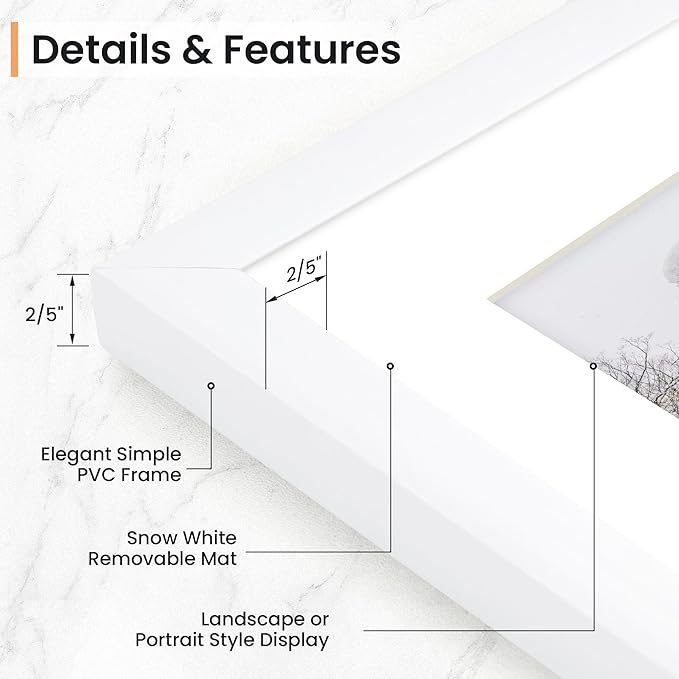 4x6 inch Picture Frame, 4x6 Photo Frames with 3.5x5 Removable Mat - High Definition Plexiglass - Vertical and Horizontal Display - Wall Hanging Frame - White, 12 Pack