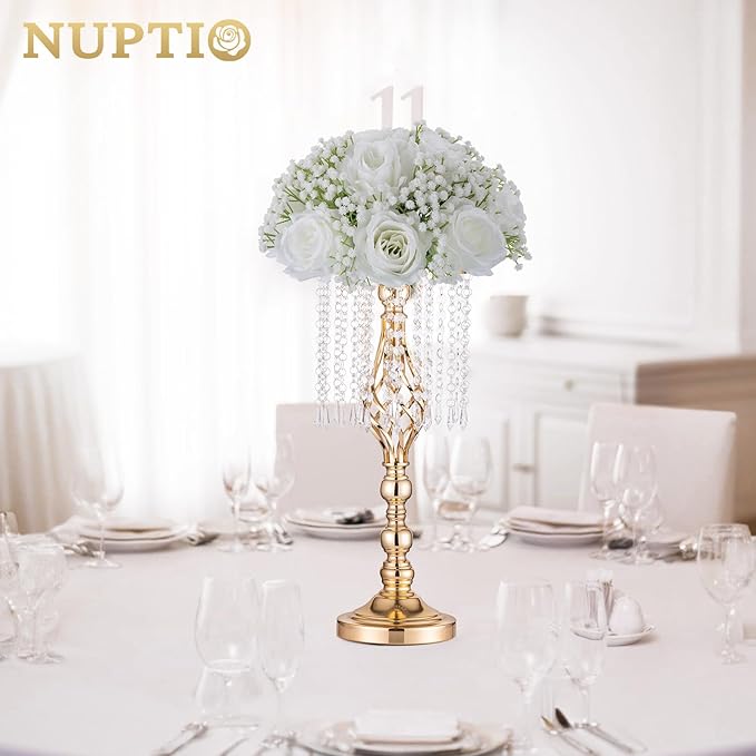 NUPTIO Baby Breath Flower Balls: 2 Pcs 8.6 inch Diameter White Artificial Rose Fake Arrangement Bouquet Wedding Centerpieces Event Party Tables Decorations